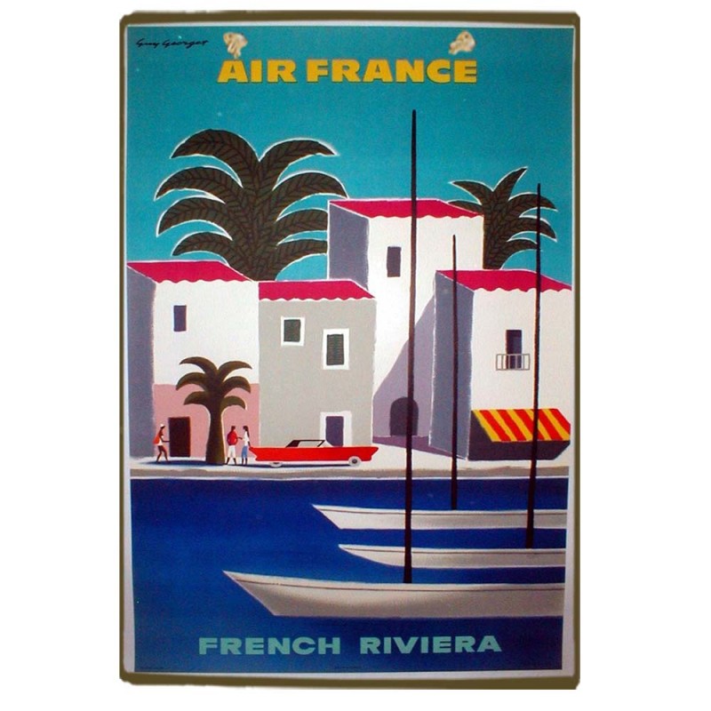 Air France vintage ξύλινο χειροποίητο πινακάκι