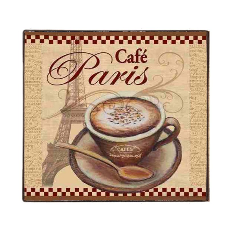 Café Paris vintage ξύλινο χειροποίητο πινακάκι