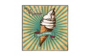 Hot summer παγωτό vintage ξύλινο χειροποίητο πινακάκι