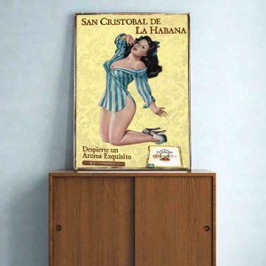 Vintage ξύλινος πίνακας pin up girl San Cristobal de la Habana