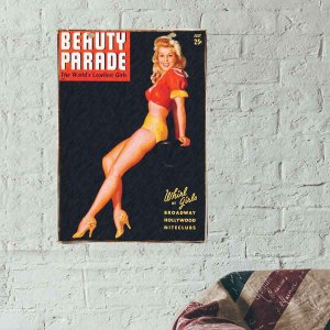 Vintage ξύλινος πίνακας pin up girl