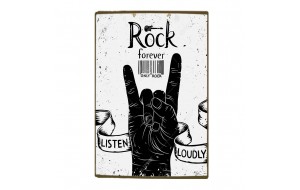 Rock for ever vintage ξύλινο χειροποίητο πινακάκι