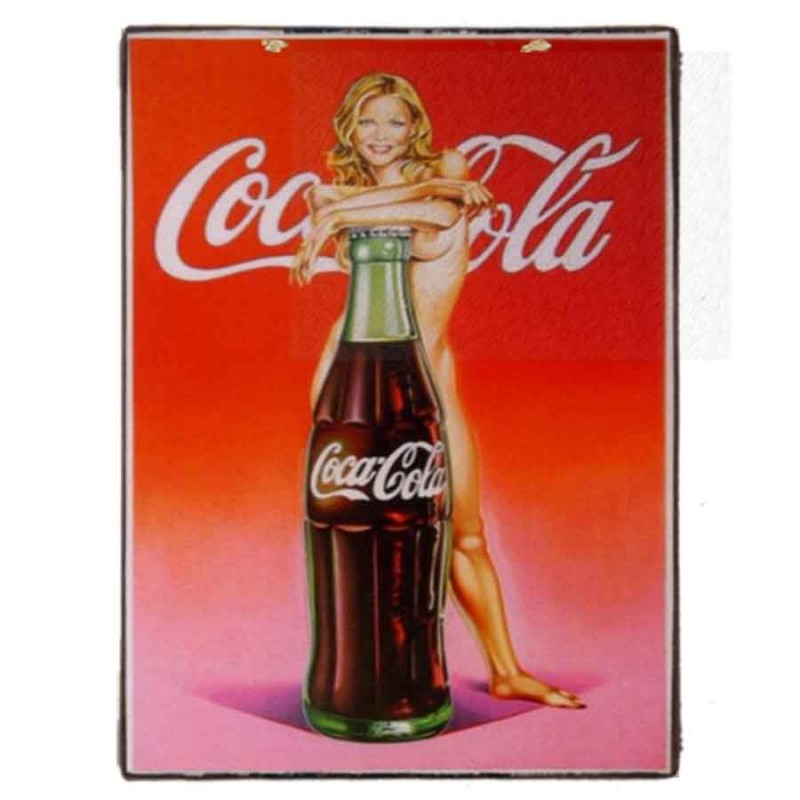 Vintage πίνακας χειροποίητος Coca Cola και pin up girl