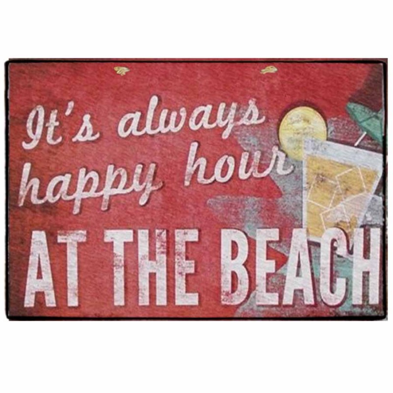 Vintage πίνακας χειροποίητος happy hour at the beach