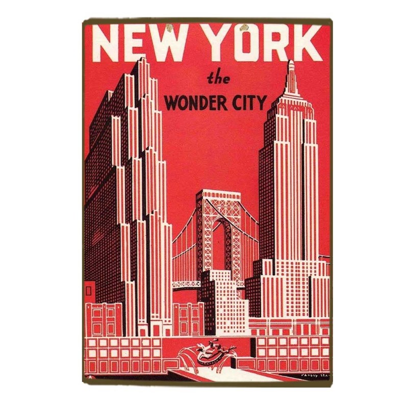 Vintage ξύλινο χειροποίητο πινακάκι New York