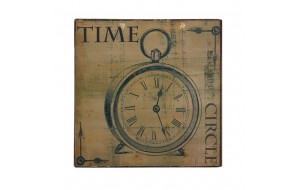 Vintage ξύλινο χειροποίητο πινακάκι time circle