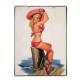 Vintage ξύλινος πίνακας pin up girl στη θάλασσα