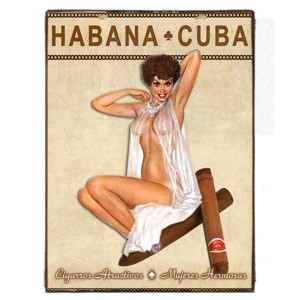 Vintage ξύλινος πίνακας πούρα Habana Cuba