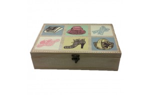 Ξύλινο κουτί ραπτικής με σχέδια 30x20x8 εκ