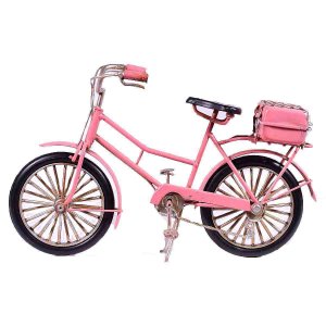 Διακοσμητική μεταλλική μινιατούρα ποδήλατο σε ροζ χρώμα 23x8x13 εκ