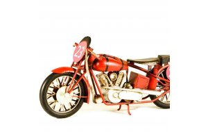 Μεταλλική vintage μοτοσυκλέτα διακοσμητική αγωνιστική κόκκινη 10x14x28 εκ