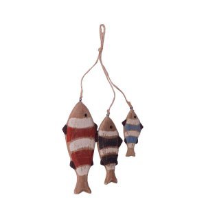 Διακοσμητικά πολύχρωμα ξύλινα κρεμαστά ψάρια 35 εκ