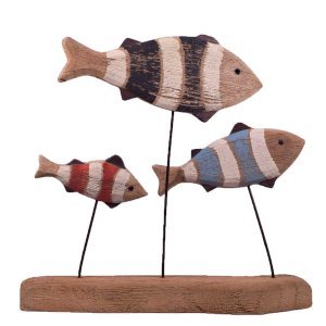 Επιτραπέζιο διακοσμητικό με ξύλινα ψάρια σε βάση 27x5x24 &epsi