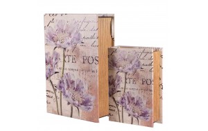 Κουτί σε σχήμα βιβλίου διακοσμημένο με λουλούδια σετ των δύο 19x7x27 εκ