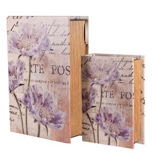 Κουτί σε σχήμα βιβλίου διακοσμημένο με λουλού&delta