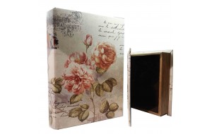 Διακοσμητικό κουτί με τριαντάφυλλα σε σχήμα βιβλίου σετ των δύο 19x7x27 εκ