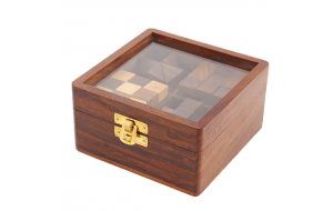 Τετράγωνο ξύλινο κουτί με κύβους παζλ 12x13x7 εκ