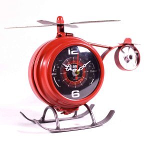 Επιτραπέζιο ρολόι ελικόπτερο μεταλλικό σε κόκκινο χρώμα 18x11x14 εκ