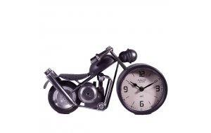 Ρολόι επιτραπέζιο ρετρό μηχανή σε μαύρο χρώμα από μέταλλο 32x11x18 εκ