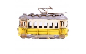Διακοσμητική μινιατούρα vintage τραμ κίτρινο 16.5x5x10 εκ