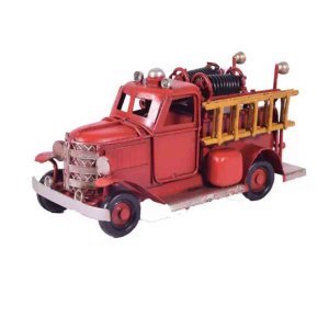 Κόκκινο vintage μεταλλικό διακοσμητικό πυροσβεστικό όχημα 11.5x5.5x6 εκ