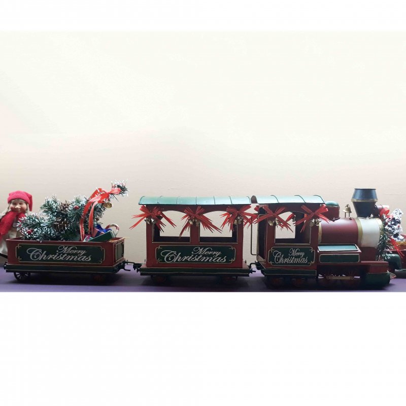 Χριστουγεννιάτικο διακοσμητικό βαγόνι τρένου Merry Christmas 31x16x20 εκ