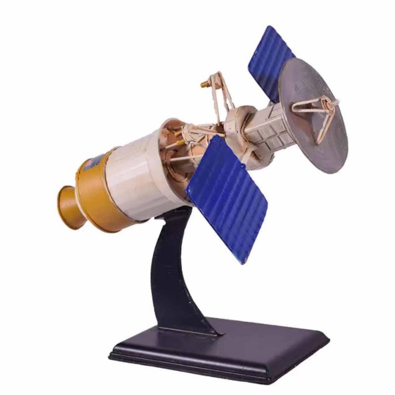 Μεταλλικό διακοσμητικό δορυφόρος σε ξύλινη βάση 21x18x21 εκ