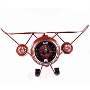 Επιτραπέζιο ρολόι αεροπλάνο σε κόκκινο χρώμα 39x13x22 εκ