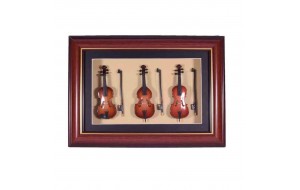 Καδράκι διακοσμημένο με μινιατούρες βιολί μπάσο βιόλα 29x4x21 εκ