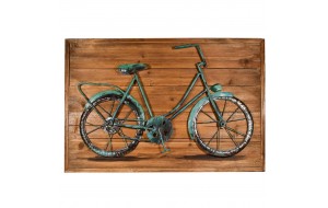 Vintage ξύλινος πίνακας με 3D ποδήλατο 60x4x40 εκ