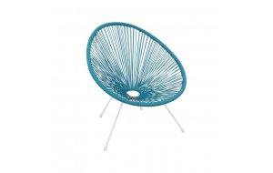 Acapulco πολυθρόνα από λευκό μέταλλο και rattan μπλε 73x76x89 εκ