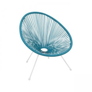 Acapulco πολυθρόνα από λευκό μέταλλο και rattan μπλε 73x76x89 εκ