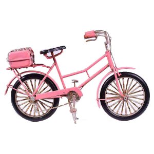 Διακοσμητική μεταλλική μινιατούρα ποδήλατο σε ροζ χρώμα 23x8x13 εκ