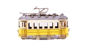 Διακοσμητική μινιατούρα vintage τραμ κίτρινο 16.5x5x10 εκ