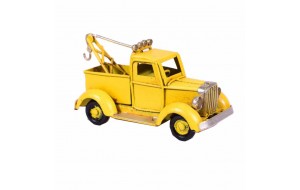 Κίτρινο φορτηγάκι με ρυμουλκό vintage μεταλλική μινιατούρα 12x5x6 εκ