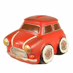Κουμπαράς Mini Cooper σε κόκκινο χρώμα 14x11x8 εκ