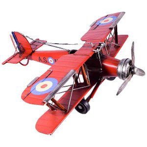 Μεταλλική μινιατούρα αεροπλάνου σε κόκκινο χρώμα 35x35x13 εκ