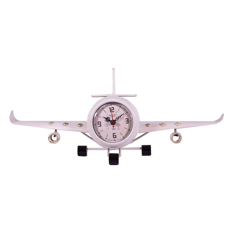Μεταλλικό ρολόι αεροπλάνο σε λευκό χρώμα 41x8x17 εκ
