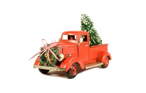 Μεταλλικό vintage διακοσμητικό κόκκινο φορτηγό με δέντρ&om