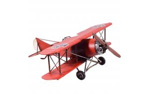 Vintage διακοσμητική μινιατούρα αεροπλάνο σε κόκκινο χρώμα 28x27x11 εκ