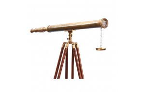 Vintage διακοσμητικό τηλεσκόπιο σε τρίποδο μεταλλικό 100x152 εκ