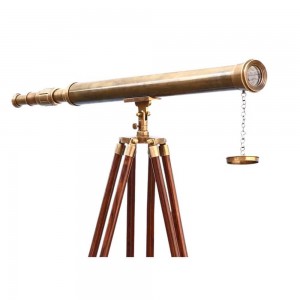 Vintage διακοσμητικό τηλεσκόπιο σε τρίποδο μεταλλικό 100x152 εκ