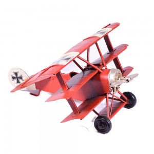 Κόκκινο αεροπλανάκι μεταλλικό με τρία φτερά 16 εκ