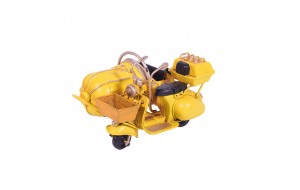 Κίτρινη μηχανή μινιατούρα με καλάθι μεταλλική διακοσμητική 11.5 εκ