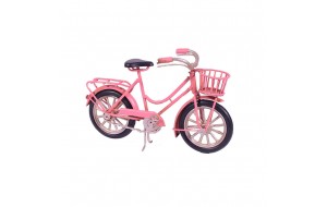 Ροζ ποδήλατο μεταλλική μινιατούρα 16x5x9 εκ