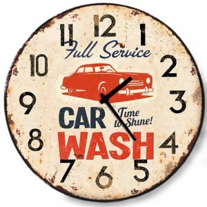 Car Wash - Ρολόι τοίχου Ξύλινο Χειροποίητο Στρογγυλό