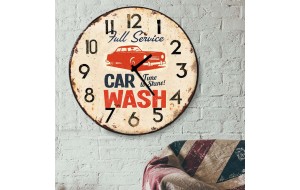 Car wash ρολόι τοίχου ξύλινο χειροποίητο στρογγυλό