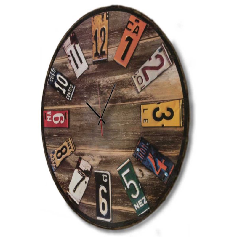 Vintage ξύλινο χειροποίητο ρολόι τοίχου broken road signs