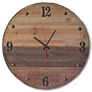 Ρολόι τοίχου ξύλινο χειροποίητο σε καφέ απόχρωση