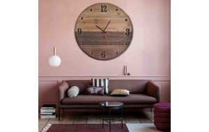 Ρολόι τοίχου ξύλινο χειροποίητο σε καφέ απόχρωση